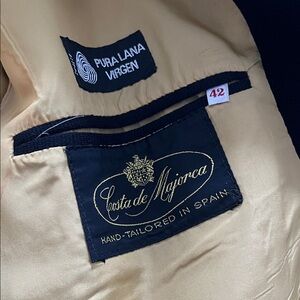 Costa de Majorca made in Spain men’s black suit jacket with monogrammed buttons